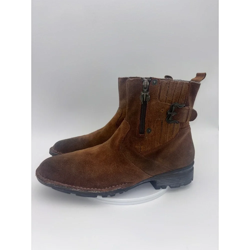 MARK NASON Lounge U Rock Boot Cross Brown Suede Leather Shoe Mens‎ Buckle Chukka